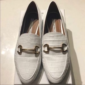 White Croc Loafers w/ gold buckle 9.5